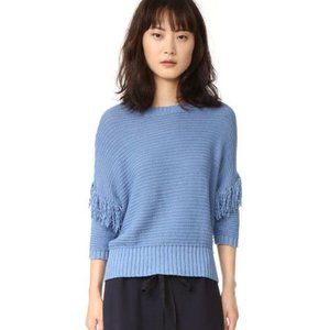 Rebecca Minkoff Jy Pullover Fringe Blue Sweater M